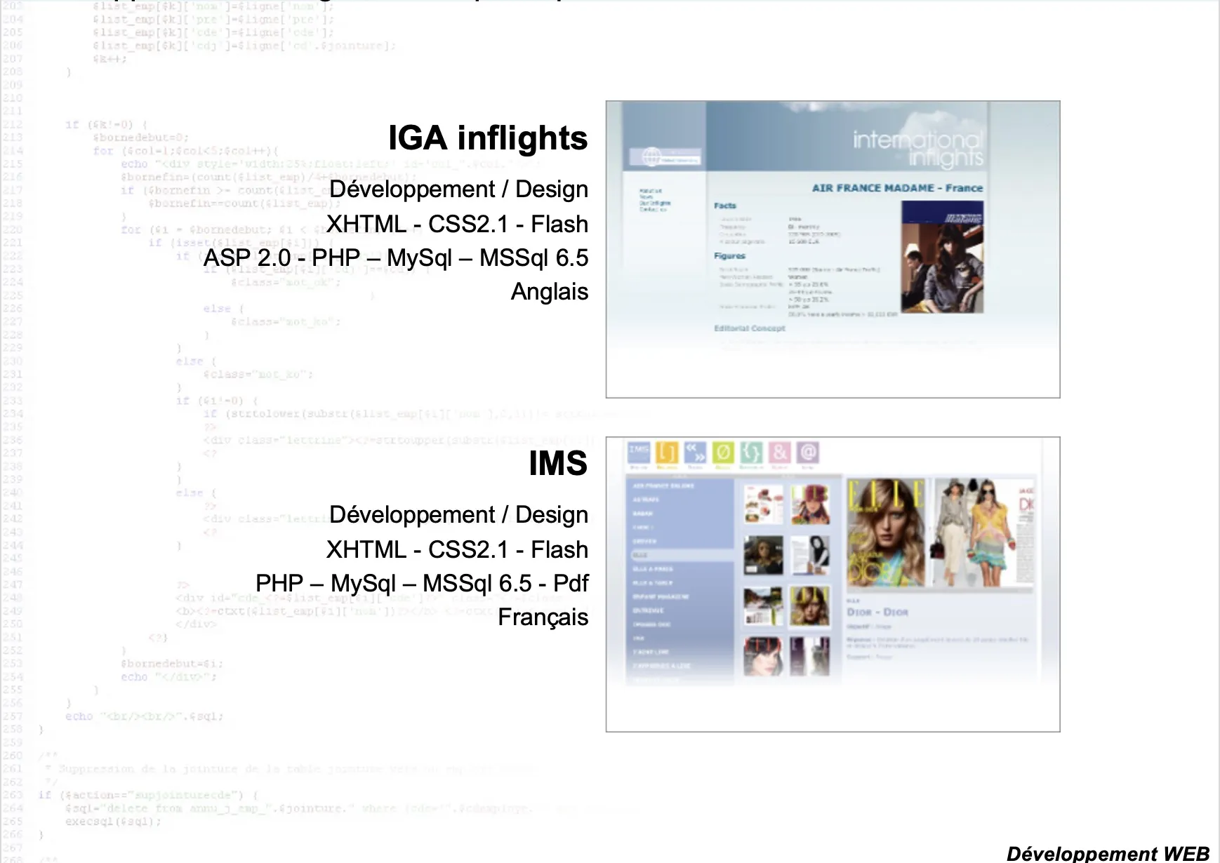 IGA Inflights et IMS